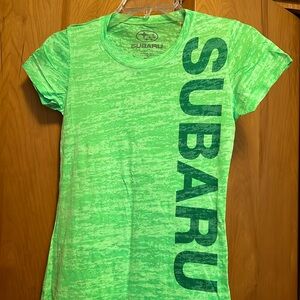 Subaru Neon Green Burnout T-Shirt Fitted Size Medium